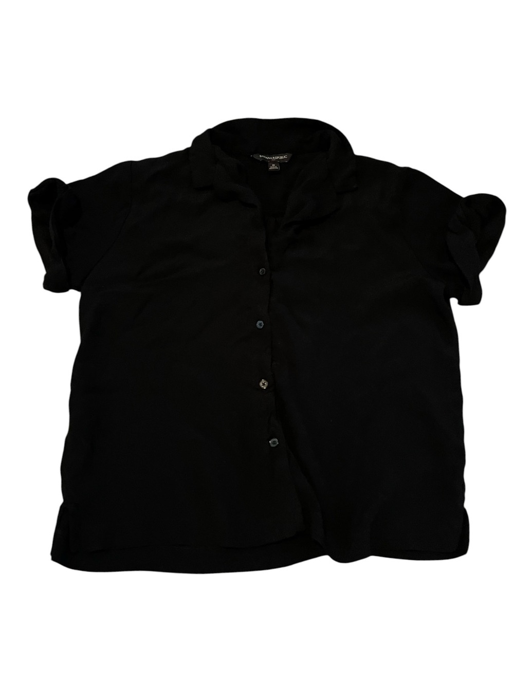 Banana Republic Black Short Sleeve Button-Down Shirt